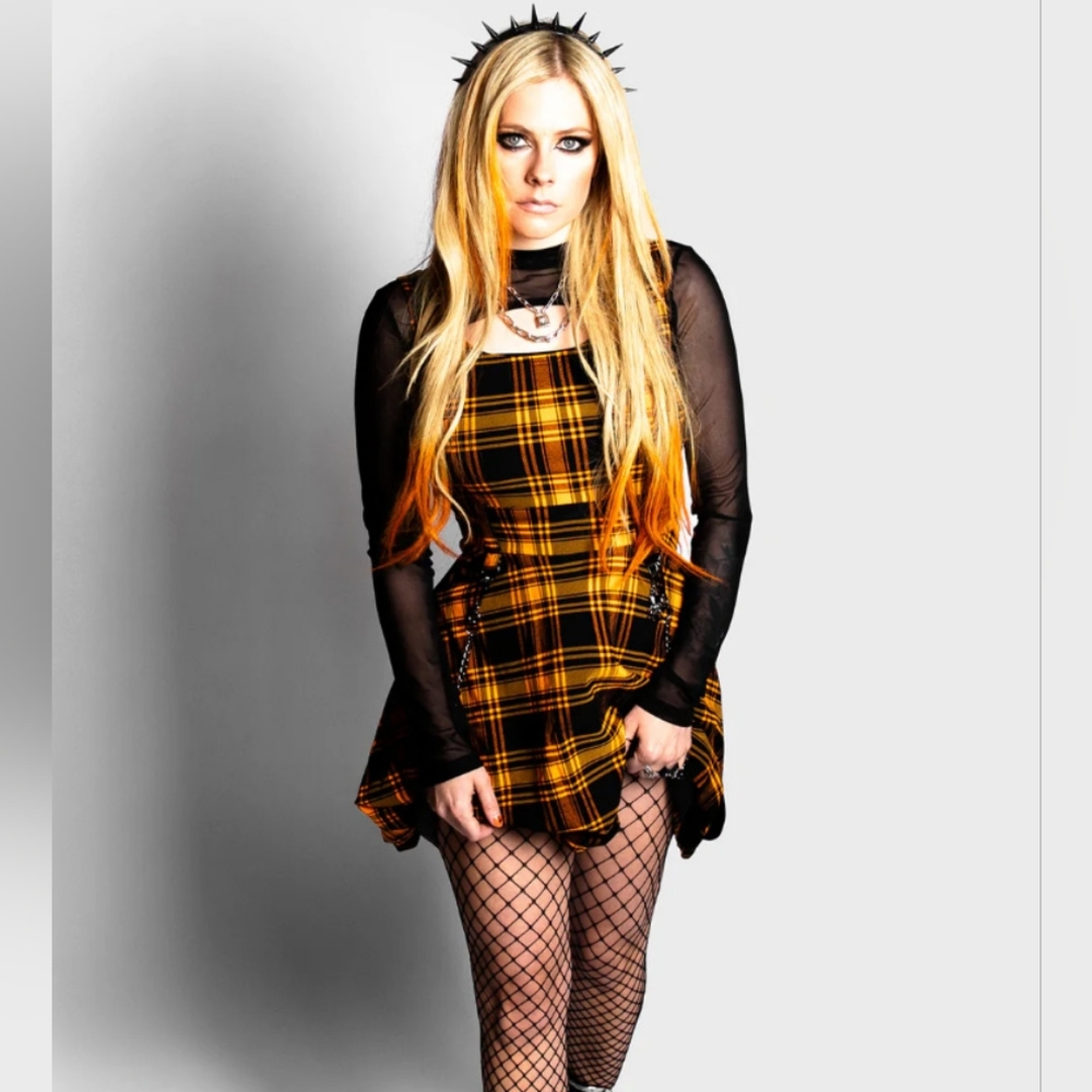 NWT Killstar X Avril Lavigne Heartache Orange and Black Skater Dress